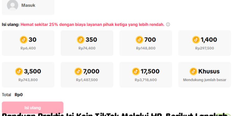 Panduan Praktis Isi Koin TikTok Melalui HP, Berikut Langkah-langkahnya