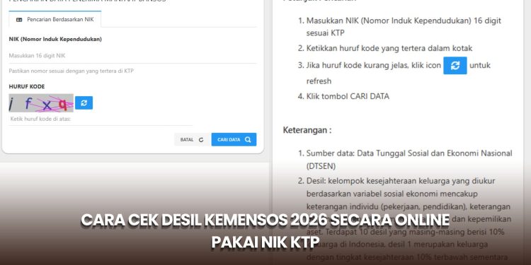Cara Cek Desil Kemensos 2026 Secara Online Pakai NIK KTP