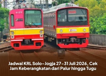 Jadwal KRL Solo–Jogja 27-31 Juli 2026, Cek Jam Keberangkatan dari Palur hingga Tugu